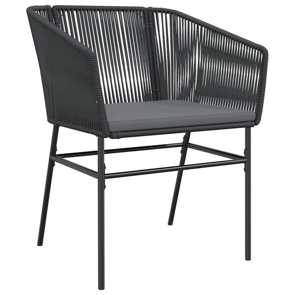 vidaXL 5-tlg. Garten-Essgruppe mit Kissen Schwarz Poly Rattan Glas