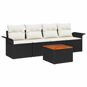 vidaXL Gartensofa-set 5 Stk. 4-Sitzanzahl Schwarz und Creme