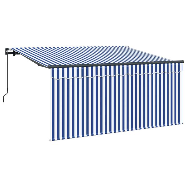 vidaXL Einziehbare Markise Blau und Wei&szlig; 300 x 200 cm