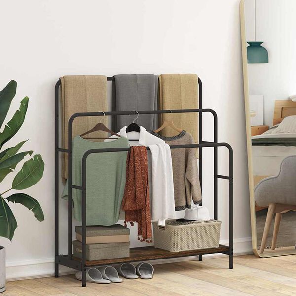 vidaXL Kleiderst&auml;nder mit Regal Ger&auml;ucherte Eiche 90 x 30 x 100,5 cm
