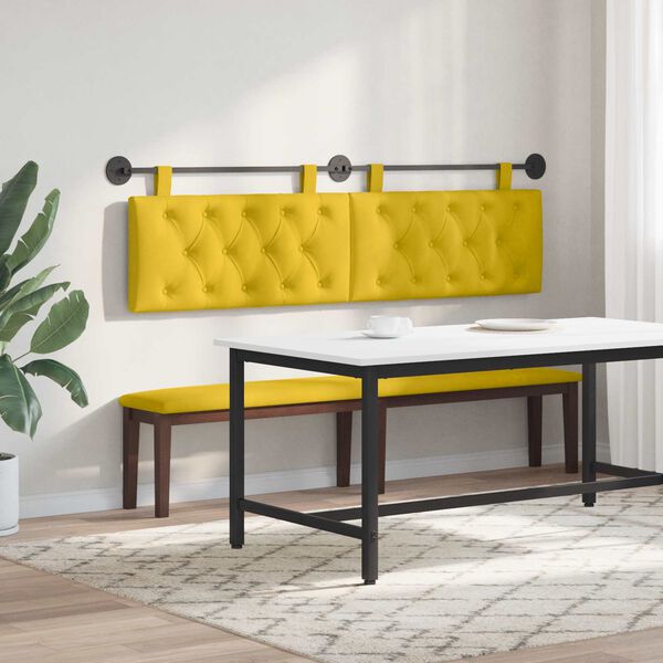 vidaXL H&auml;ngevorderseite Wandmontiert Gelb 170 x 55 x 7 cm Samt