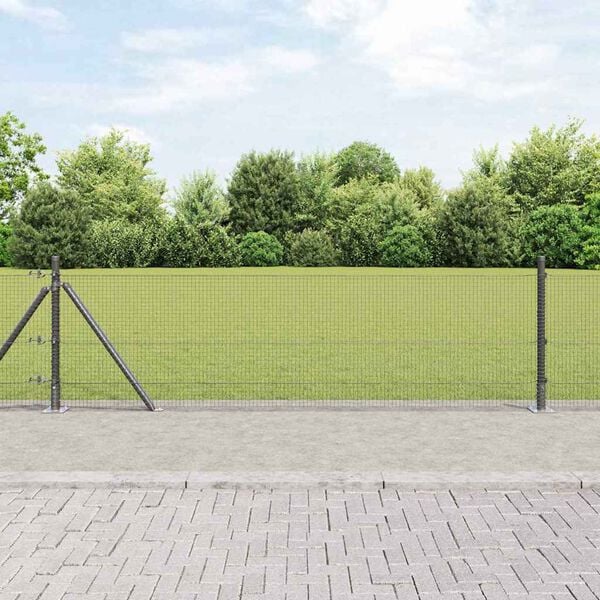 vidaXL Zaunpfosten Grau 100 x 0,5 m (16 x 16 mm Maschen) Stahl und PVC