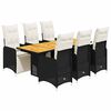 vidaXL 7-tlg. Garten-Bistro-Set mit Kissen Schwarz Poly Rattan