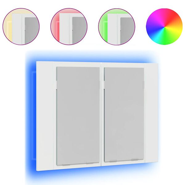 vidaXL LED-Bad-Spiegelschrank Hochglanz-Wei&szlig; 60x12x45 cm Acryl