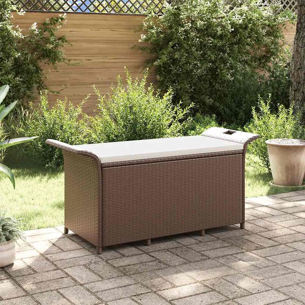 vidaXL Gartenbank mit Kissen Braun 116x46x57 cm Poly Rattan