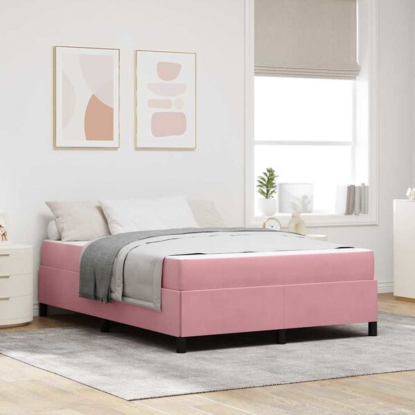 vidaXL Bettrahmen mit Matratze Rosa 140 x 190 cm Stoff
