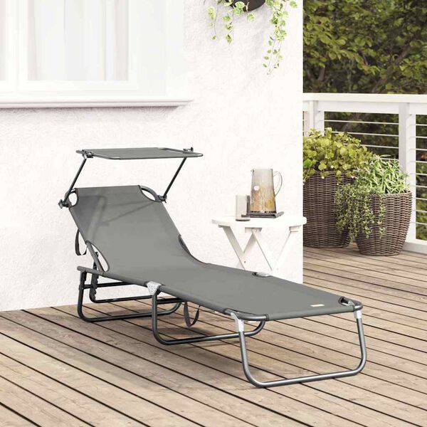 vidaXL Klappbare Sonnenliege Grau 190 x 57 x 81 cm Oxford