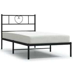 vidaXL Bettgestell mit Kopfteil Metall Schwarz 90x190 cm