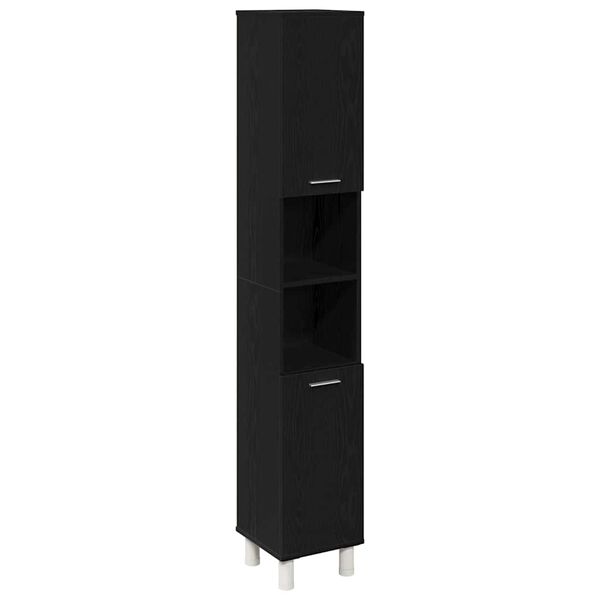 vidaXL Badezimmerschrank mit T&uuml;r Schwarz Eichen-Optik 30 x 30 x 179 cm