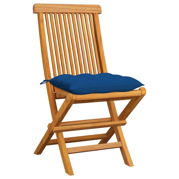 vidaXL Gartenst&uuml;hle mit Blauen Kissen 6 Stk. Massivholz Teak