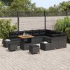 vidaXL Garten-Sofa-Set mit Speicher 12 pcs Schwarz Poly Rattan