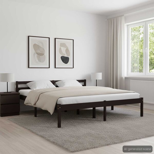 vidaXL Massivholzbett Dunkelbraun Kiefer 180x200 cm
