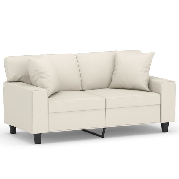 vidaXL 2-Sitzer-Sofa mit Kissen Creme 120 cm Kunstleder