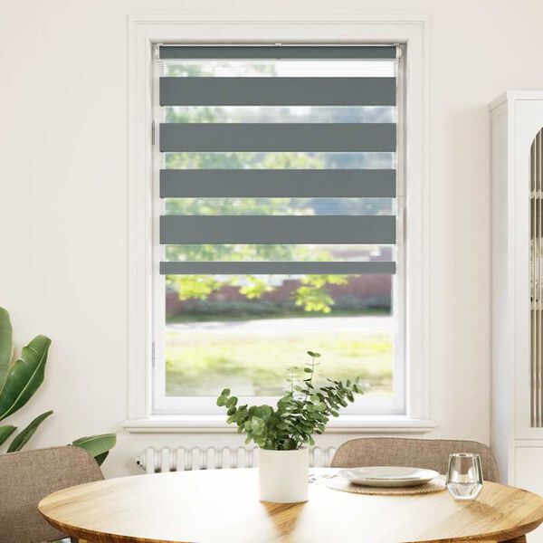 vidaXL Doppelrollo Dunkelgrau 70x150 cm Stoffbreite 65,9 cm Polyester