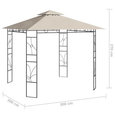 vidaXL Pavillon 3x3x2,7 m Creme 160 g/m²