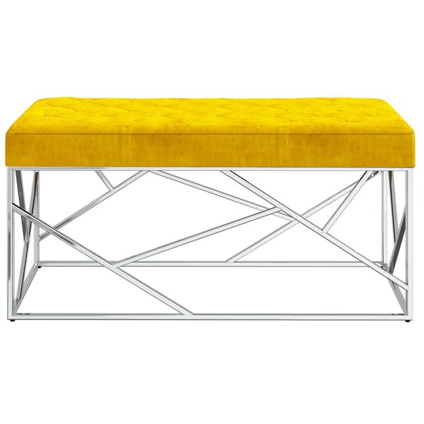 vidaXL Sitzbank 97 cm Senfgelb Samt und Edelstahl
