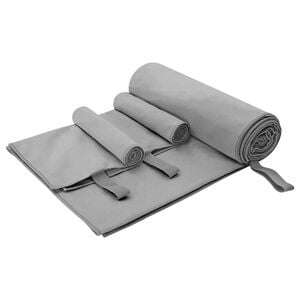 vidaXL Sporthandtuch Set 3 pcs Dunkelgrau Polyester und Polyamid