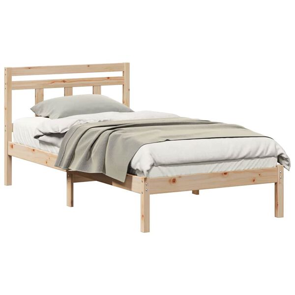vidaXL Bettrahmen Braun 90 x 190 cm Massives Kiefernholz