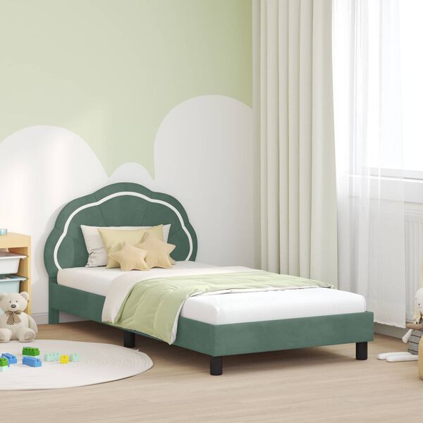 vidaXL Kinderbettgestell mit Kopfteil Meergr&uuml;n 80 x 200 cm Samt