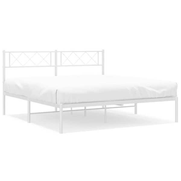 vidaXL Bettgestell mit Kopfteil Metall Wei&szlig; 120x200 cm