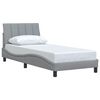 vidaXL Bettgestell ohne Matratze "Hanko" Hellgrau 90x200 cm Stoff