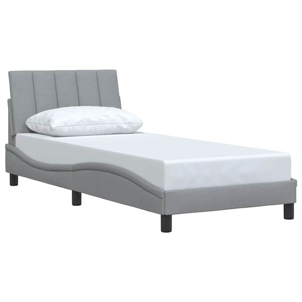 vidaXL Bettgestell ohne Matratze "Hanko" Hellgrau 90x200 cm Stoff