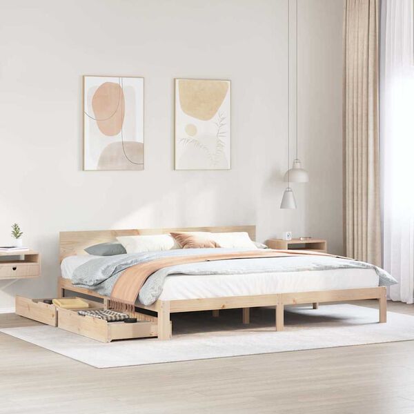 vidaXL Massivholzbett mit Schubladen 200x200 cm Kiefer