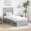 vidaXL Bettrahmen mit Kopfteil Beton Grau 75 x 190 cm Ingenieurs Holz