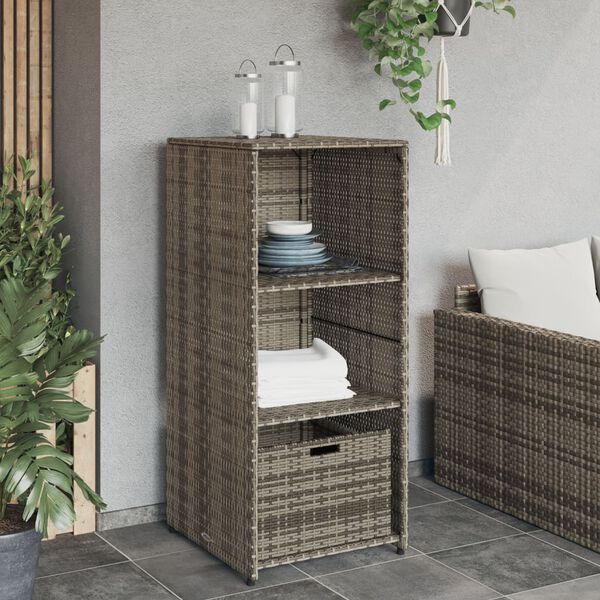 vidaXL Gartenschrank Grau 50x55x115 cm Poly Rattan