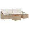 vidaXL Gartensofa-set mit Kissen mit Speicher 6 pcs Beige Poly-Rattan