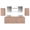 vidaXL 9-tlg. Badm&ouml;bel und Waschbecken Set Beige