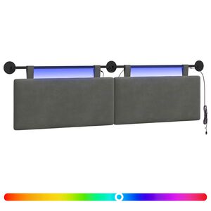 vidaXL H&auml;ngendes Kopfteil Mit LED Licht Dunkelgrau Cordstoff
