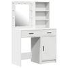 vidaXL Schminktischset mit LED mit Schubladen 2 pcs Wei&szlig; Holzwerkstoff