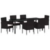 vidaXL Garten Essgruppe mit Kissen 7 pcs Schwarz Poly-Rattan