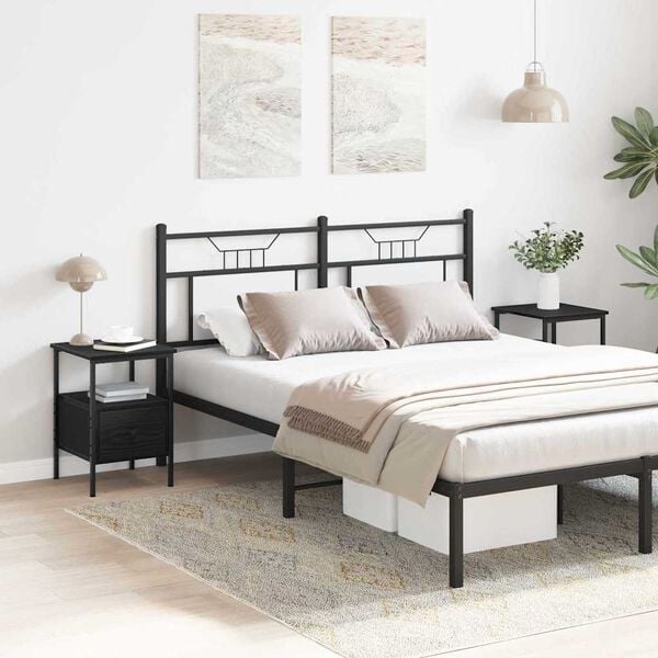 vidaXL Nachttisch 2 pcs Schwarz Eichen-Optik 34 x 36 x 50 cm