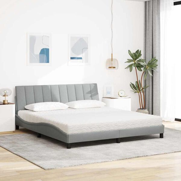 vidaXL Bett mit Matratze "Hanko" Hellgrau 180x200 cm Stoff