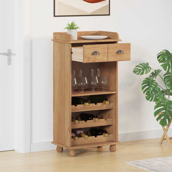 vidaXL Weinschrank ASKIM Honigwachs 57 x 37 x 114 cm