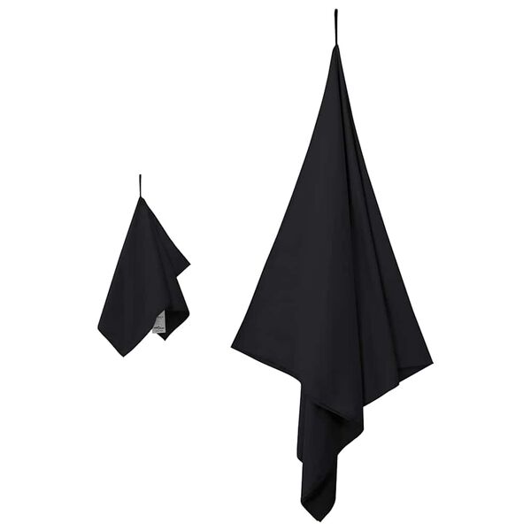 vidaXL Sporthandtuch Set 2 pcs Schwarz Stoff