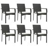 vidaXL 7-tlg. Garten-Essgruppe mit Kissen Schwarz Poly Rattan