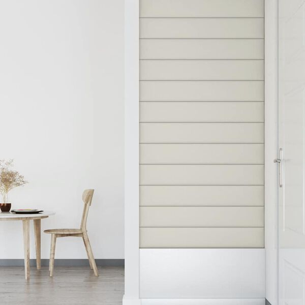 vidaXL Wandpaneele 12 Stk. Creme 90x15 cm Samt 1,62 m&sup2;