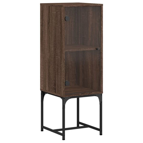 vidaXL Beistellschrank mit Glast&uuml;r Braun Eichen-Optik 35x37x100 cm
