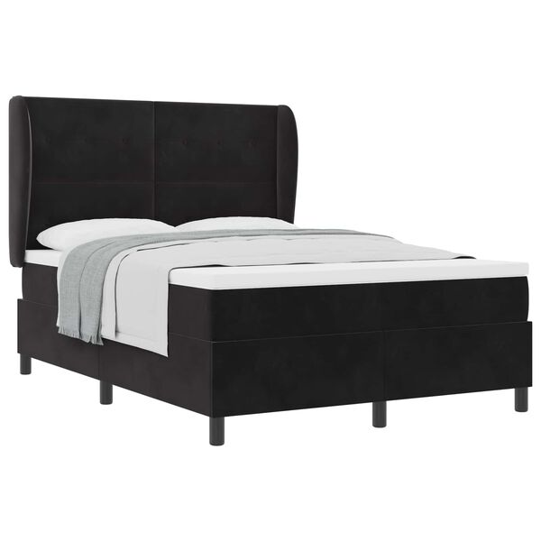 vidaXL Boxspringbett mit Matratze Schwarz 200 x 160 cm Polyester