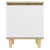 vidaXL Nachttische Massivholzbeine 2 Stk. Sonoma-Eiche Wei&szlig; 40x30x50cm
