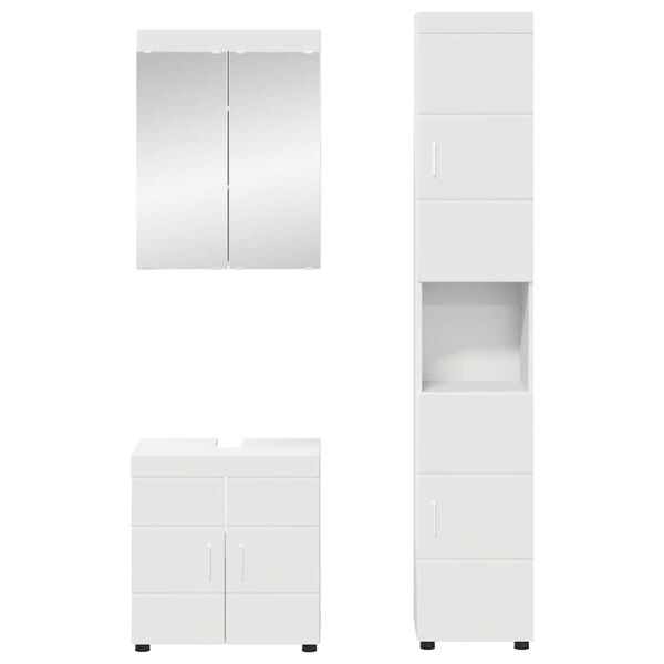 vidaXL Badezimmerm&ouml;bel-Set mit Regal mit T&uuml;r TULUM Wei&szlig; Holzwerkstoff