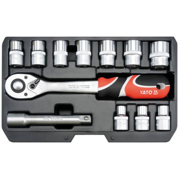 YATO 12-tlg. Steckschl&uuml;ssel-Set mit Ratsche YT-38671