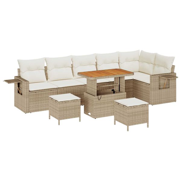 vidaXL Garten-Sofa-Set 9 pcs Beige Poly-Rattan