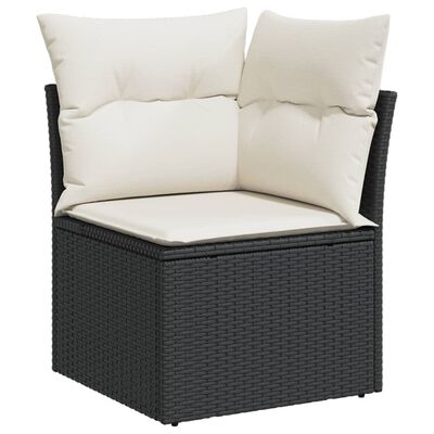 vidaXL 9-tlg. Garten-Sofagarnitur mit Kissen Schwarz Poly Rattan