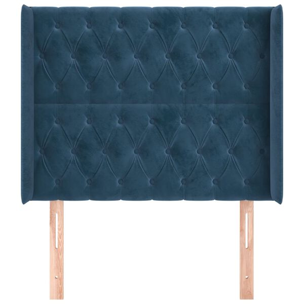 vidaXL Kopfteil mit Ohren Dunkelblau 93x16x118/128 cm Samt