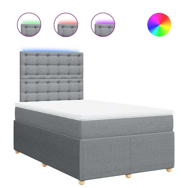 vidaXL Boxspringbett mit Matratze Hellgrau 120x200 cm Stoff