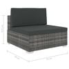 vidaXL Modular-Sofa-Mittelteil 1 Stk. + Auflagen Poly Rattan Grau
